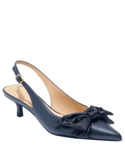 Jack Rogers Debra Leather Satin Bow Slingback Pumps