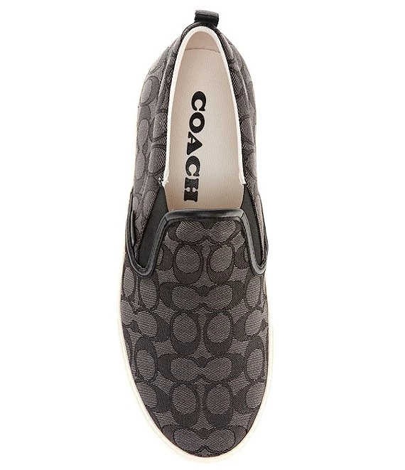 COACH Men's Jacquard Signature Skate Logo Print Slip-On Sneakers 4 COACH Men's Jacquard Signature Skate Logo Print Slip-On Sneakers - Afbeelding 2