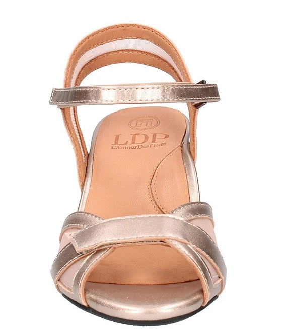 L'Amour Des Pieds Mahiya Metallic Leather Mesh Block Heel Dress Sandals 5 L'Amour Des Pieds Mahiya Metallic Leather Mesh Block Heel Dress Sandals - Afbeelding 3