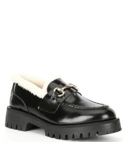 Steve Madden Lando-F Leather Bit Buckle Shearling Platform Loafers -Hummel Winkel 00000000 zi 0641f526 1413 4d67 99a6 23e286e6da08