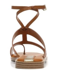 Franco Sarto Maren Leather Toe Loop Ankle Wrap Thong Sandals