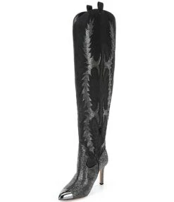 Gianni Bini KatyannaTwo Wide Calf Rhinestone Embellished Over-The-Knee Western Dress Boots