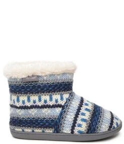 Minnetonka Betty Striped Faux Fur Bootie Slippers