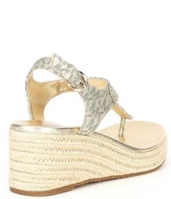 MICHAEL Michael Kors Laney Logo Print Thong Espadrille Platform Sandals