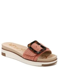 Sam Edelman Ariane Woven Fabric Tortoise Buckle Platform Slides -Hummel Winkel 00000000 zi 1a9040dd a6fa 4673 951d 3511301c0b5c