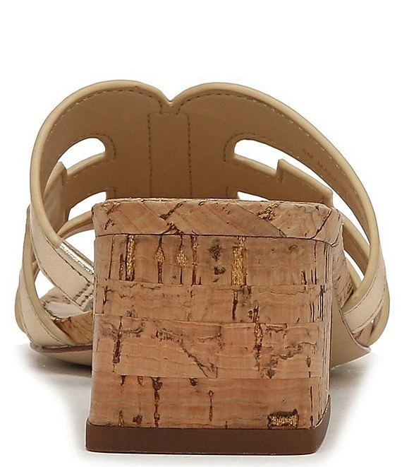 Sam Edelman Winslow Metallic Leather Double E Cork Block Heel Slide Sandals 6 Sam Edelman Winslow Metallic Leather Double E Cork Block Heel Slide Sandals - Afbeelding 4