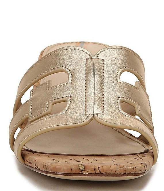 Sam Edelman Winslow Metallic Leather Double E Cork Block Heel Slide Sandals 4 Sam Edelman Winslow Metallic Leather Double E Cork Block Heel Slide Sandals - Afbeelding 2