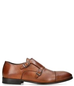 Kurt Geiger London Men's Harry Double Monk Strap Cap Toe Leather Shoes