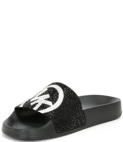 MICHAEL Michael Kors Gilmore Rhinestone MK Logo Pool Slides -Hummel Winkel 00000000 zi 2e4affb1 36c9 452c 9888 198e7ce44e42 03 ai