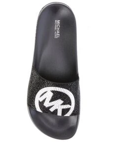 MICHAEL Michael Kors Gilmore Rhinestone MK Logo Pool Slides