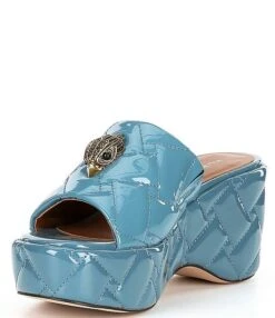 Kurt Geiger London Kensington Quilted Patent Leather Eagle Head Platform Sandals