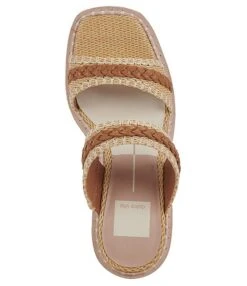 Dolce Vita Whim Raffia Banded Platform Slide Sandals