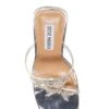 Steve Madden Leonie Metallic Rhinestone Bow Embellished Clear Slide Dress Sandals
