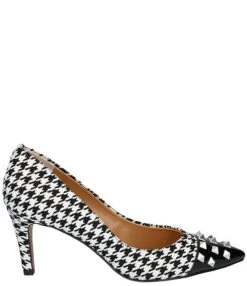 J. Renee Khinsley Studded Cap Toe Houndstooth Pumps