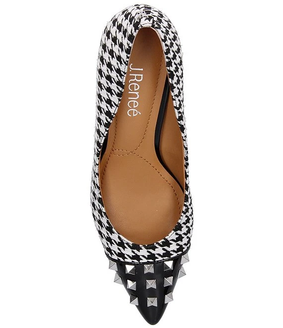 J. Renee Khinsley Studded Cap Toe Houndstooth Pumps 8 J. Renee Khinsley Studded Cap Toe Houndstooth Pumps - Afbeelding 6