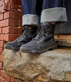 Dr. Martens Women's Combs Leather & Nylon Lug Sole Platform Combat Boots