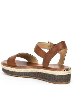 MICHAEL Michael Kors Richie Leather Logo Print Platform Espadrilles