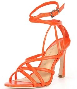 Antonio Melani Gisella Strappy Leather Ankle Strap Dress Sandals
