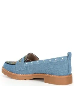 Betsey Johnson Hallie Denim Plaid Rhinestone Loafers -Hummel Winkel 00000000 zi 620679fc d45e 4f78 85bd a275e38a2e20 02 ai