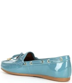 Kurt Geiger London Patent Leather Eagle Bow Detail Slip-On Moccasins