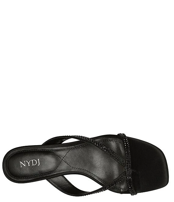 NYDJ Glam Satin Crystal Embellished Thong Sandals 5 NYDJ Glam Satin Crystal Embellished Thong Sandals - Afbeelding 3