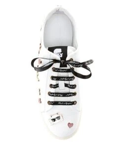 KARL LAGERFELD PARIS Cate Charm Detail Lace-Up Leather Platform Sneakers