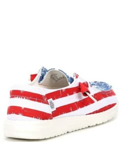 HEYDUDE Women's Wendy American Flag Star Spangled Canvas Slip-Ons