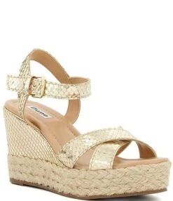 Dune London Kind Snake Embossed Leather Platform Espadrille Wedge Sandals