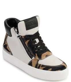 DKNY Cindell High-Top Hair-Calf Trim Lace-Up Sneakers -Hummel Winkel 00000000 zi 8361c61e b691 41c1 9f9a 785ad32a1df8