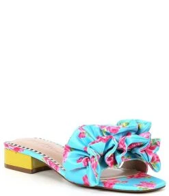 Betsey Johnson Alivia Floral Print Ruched Slides -Hummel Winkel 00000000 zi 89e4570d 7d5d 479d afad 25c899895c5f