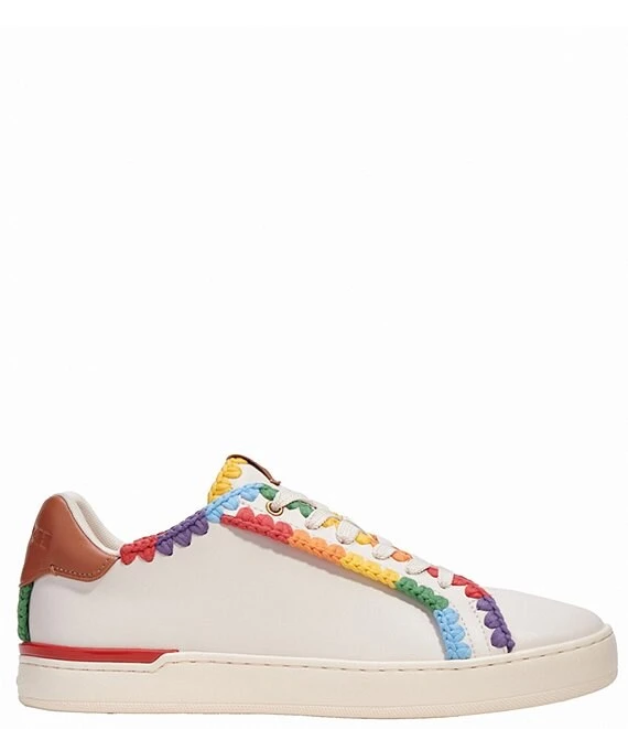 COACH Men's Lowline Leather Rainbow Crochet Sneakers 3 COACH Men's Lowline Leather Rainbow Crochet Sneakers