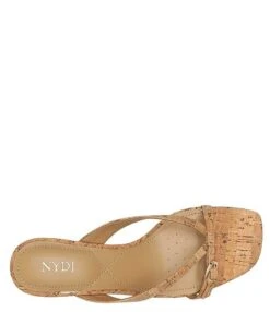 NYDJ Glam Cork Buckle Strap Detail Thong Sandals