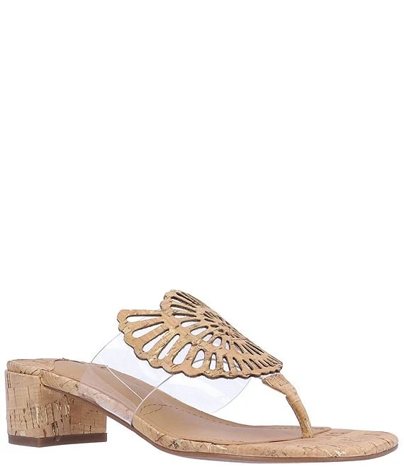 J. Renee Shellie Clear Vinyl Cork Thong Sandals 4 J. Renee Shellie Clear Vinyl Cork Thong Sandals - Afbeelding 2