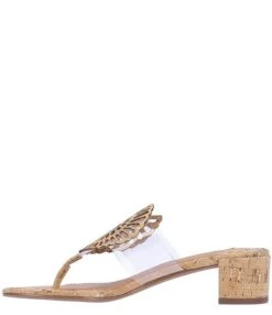 J. Renee Shellie Clear Vinyl Cork Thong Sandals