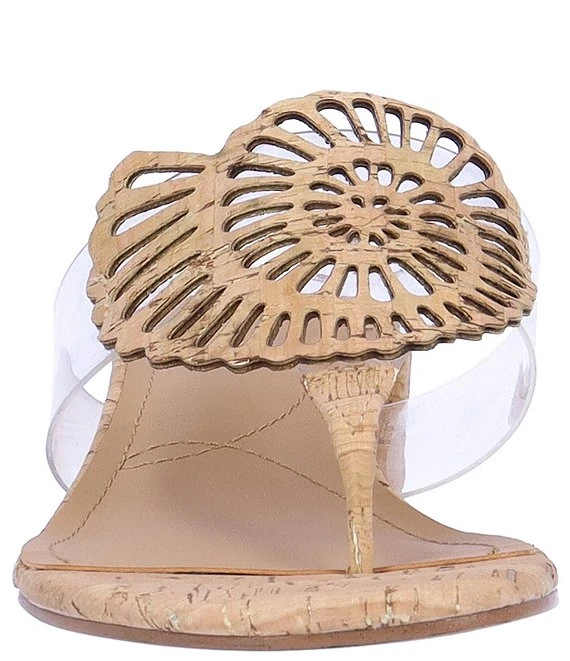 J. Renee Shellie Clear Vinyl Cork Thong Sandals 7 J. Renee Shellie Clear Vinyl Cork Thong Sandals - Afbeelding 5