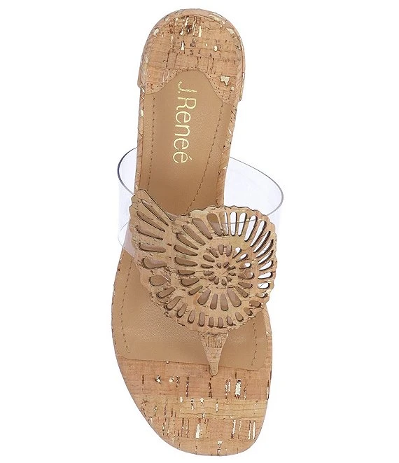 J. Renee Shellie Clear Vinyl Cork Thong Sandals 8 J. Renee Shellie Clear Vinyl Cork Thong Sandals - Afbeelding 6