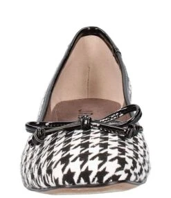 J. Renee Hirabelle Houndstooth Fabric Square Toe Bow Flats