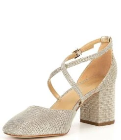 Michael Kors Giada Glitter Fabric Cross Strap Pumps