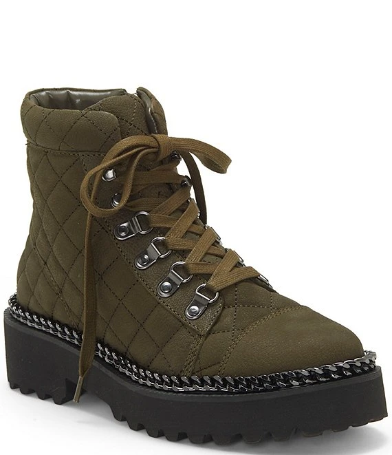 Vince Camuto Maissa Quilted Suede Chain Detail Chunky Lug Sole Hiker Boots 4 Vince Camuto Maissa Quilted Suede Chain Detail Chunky Lug Sole Hiker Boots - Afbeelding 2