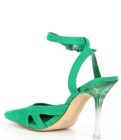 Gianni Bini Ayten Cut Out Suede Nubuck Lucite Heel Pumps