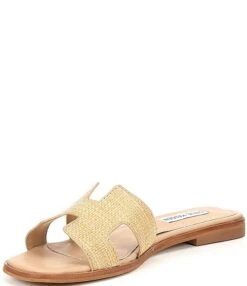 Steve Madden Hadyn Raffia Flat Slide Sandals