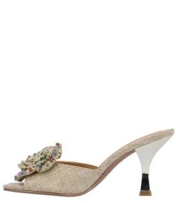 J. Renee Abalina Crochet Beaded Ornament Dress Slide Sandals