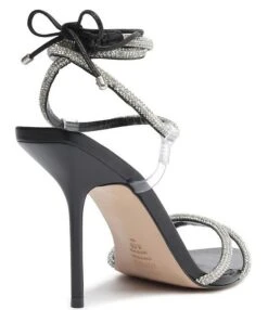 Schutz Gio Crystal Embellished Clear Ankle Wrap Dress Sandals