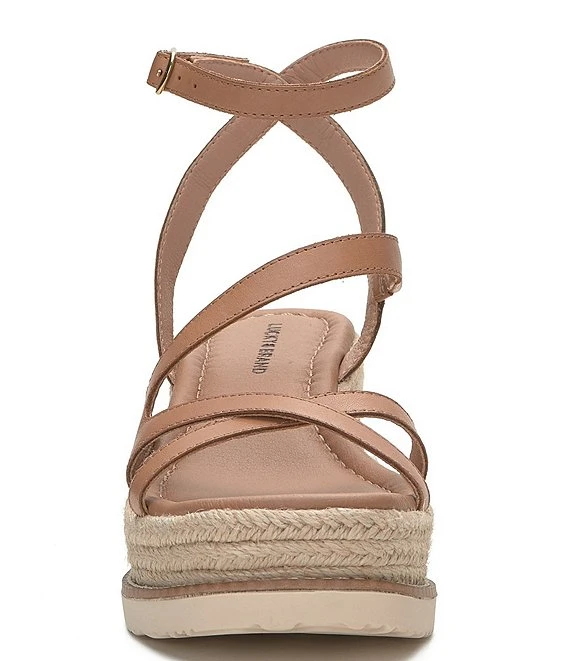 Lucky Brand Carolie Espadrille Leather Platform Wedge Sandals 4 Lucky Brand Carolie Espadrille Leather Platform Wedge Sandals - Afbeelding 2