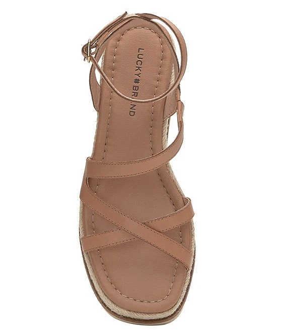 Lucky Brand Carolie Espadrille Leather Platform Wedge Sandals 8 Lucky Brand Carolie Espadrille Leather Platform Wedge Sandals - Afbeelding 6