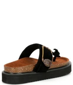 Kurt Geiger London Eagle Buckle T-Bar Platform Thong Sandals