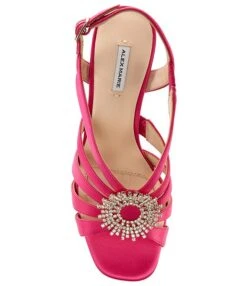 Alex Marie Alise Satin Rhinestone Ornament Ankle Strap Dress Sandals