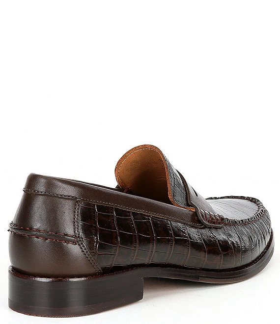 Flag LTD. Men's Dean Crocodile Embossed Leather Penny Loafers 4 Flag LTD. Men's Dean Crocodile Embossed Leather Penny Loafers - Afbeelding 2