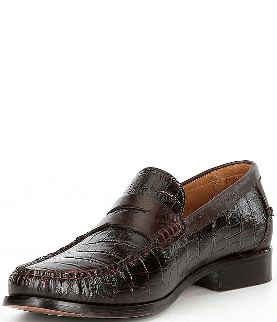 Flag LTD. Men's Dean Crocodile Embossed Leather Penny Loafers 5 Flag LTD. Men's Dean Crocodile Embossed Leather Penny Loafers - Afbeelding 3