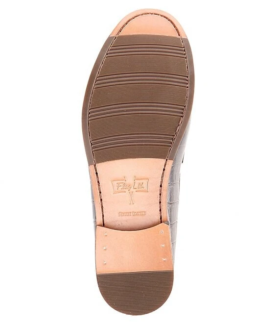 Flag LTD. Men's Dean Crocodile Embossed Leather Penny Loafers 3 Flag LTD. Men's Dean Crocodile Embossed Leather Penny Loafers